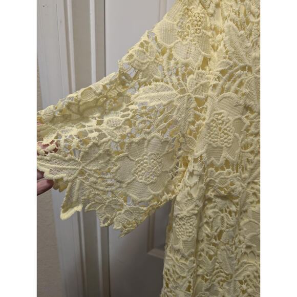 SANDRA DARREN Yellow Floral Crochet Lace Sheath Dress Plus Size 18 W Semi-Formal - Picture 3 of 9